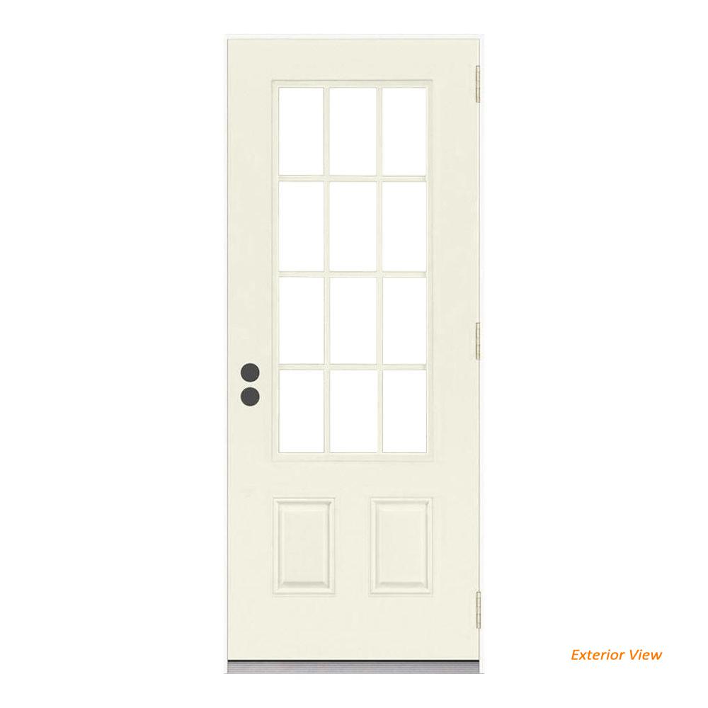 Jeld Wen 32 In X 80 12 Lite Primed Steel Prehung Left Hand 12 Lite Primed Steel Prehung Left