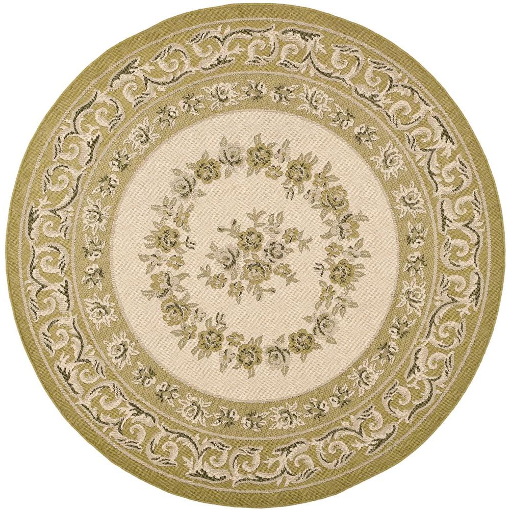Safavieh Courtyard Green/Cream 8 ft. x 8 ft. Indoor/Outdoor Round Area