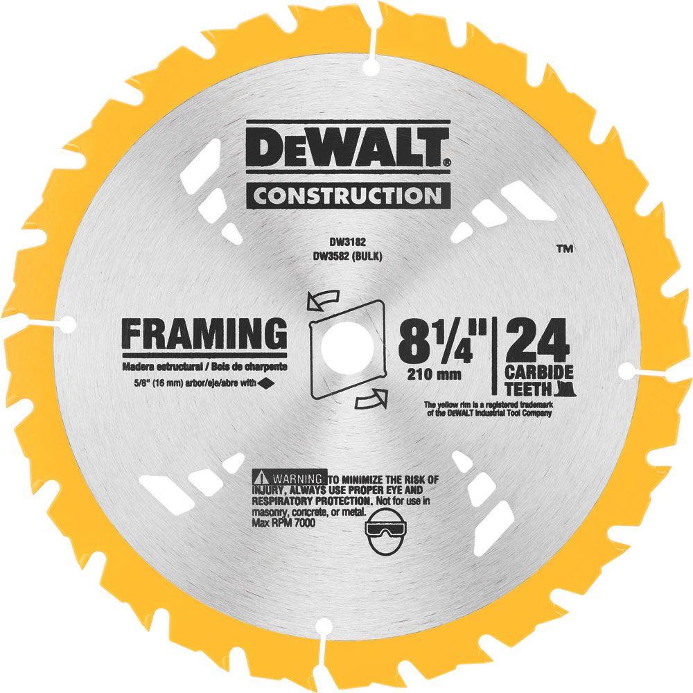 DEWALT 8-1/4 In. 24T Carbide Framing Circular Saw Blade-DW3182 - The ...