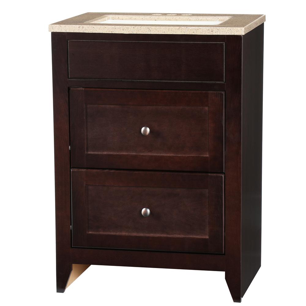 Glacier Bay Modular 24.5 in. W Bath Vanity in Java with Solid Surface