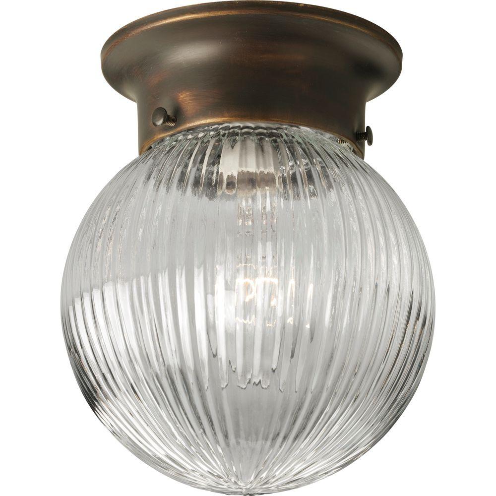 Progress Lighting 6 In 1 Light Antique Bronze Flushmount With Clear Progress Lighting 6 In 1 Light Antique Bronze Flushmount With Clear Ribbed Glass
