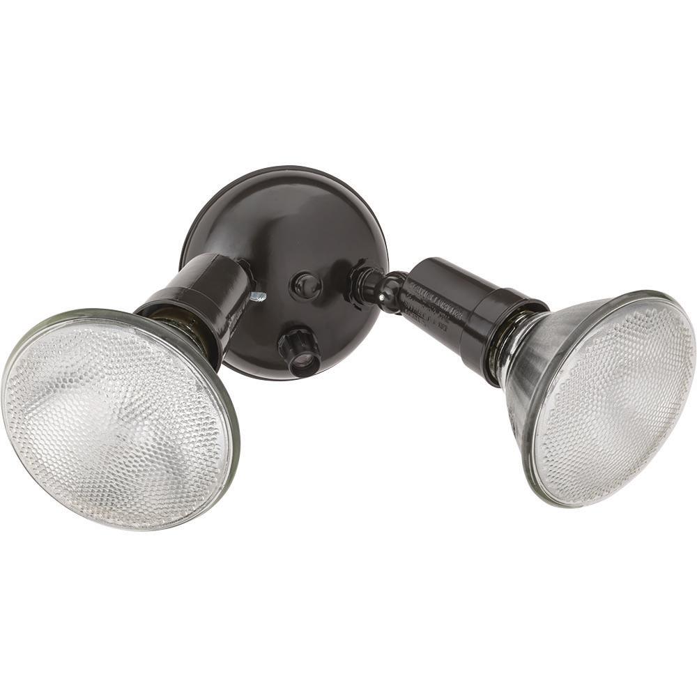 Lithonia Lighting Bronze Outdoor Twin Par Wall Mount Flood Light With Dusk To Dawn Photocell