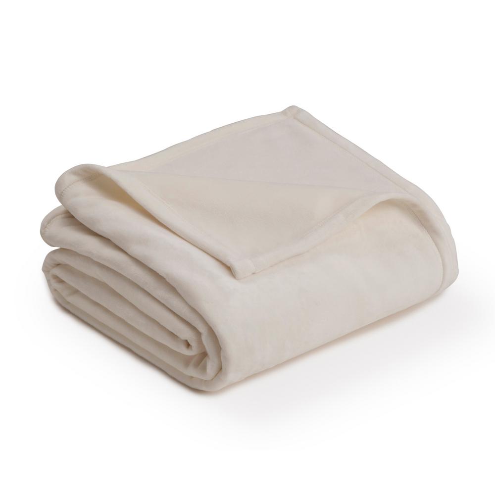 Vellux Plush Ivory Polyester Twin Blanket026705447612 The Home Depot