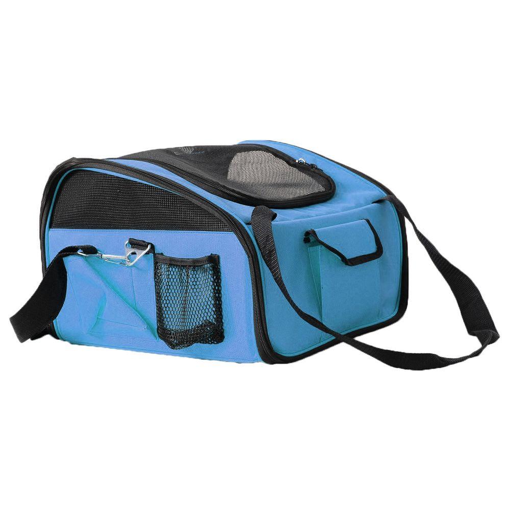 Pet Life Blue Ultra Lock Collapsible Safety Travel Wire Folding Dog Car Seat Carrier