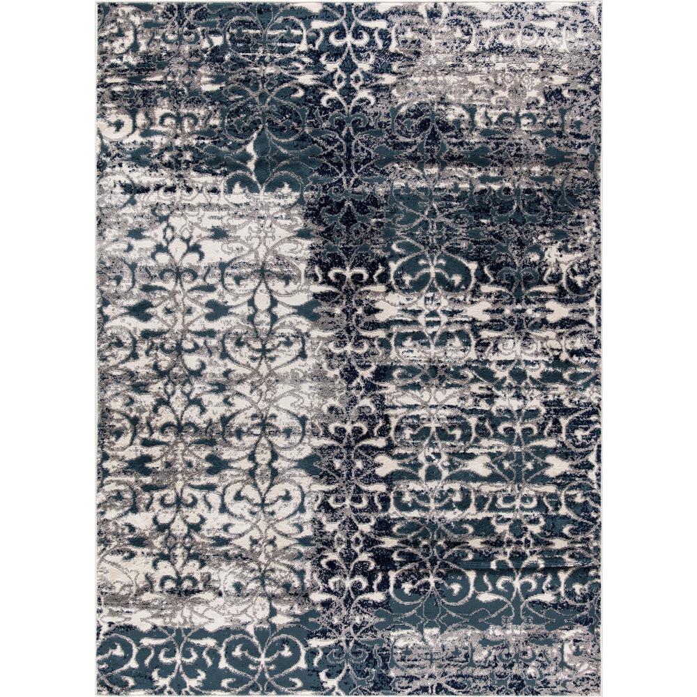 Anti Fatigue Area Rugs The Home Depot Jasmin Collection Fl Design Teal And Ivory 8 Ft X 10 Area Rug