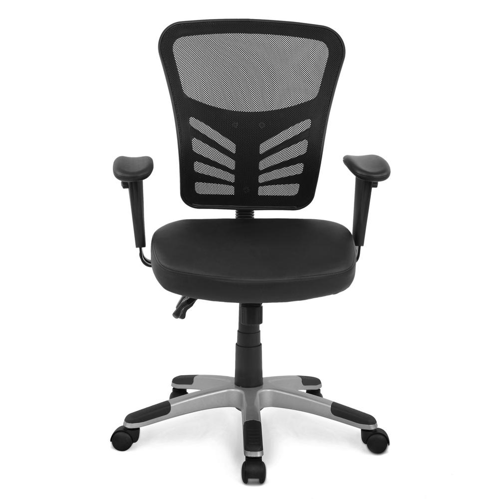 Poly and Bark Brighton Black Office Chair with Vegan Leather Seat HD