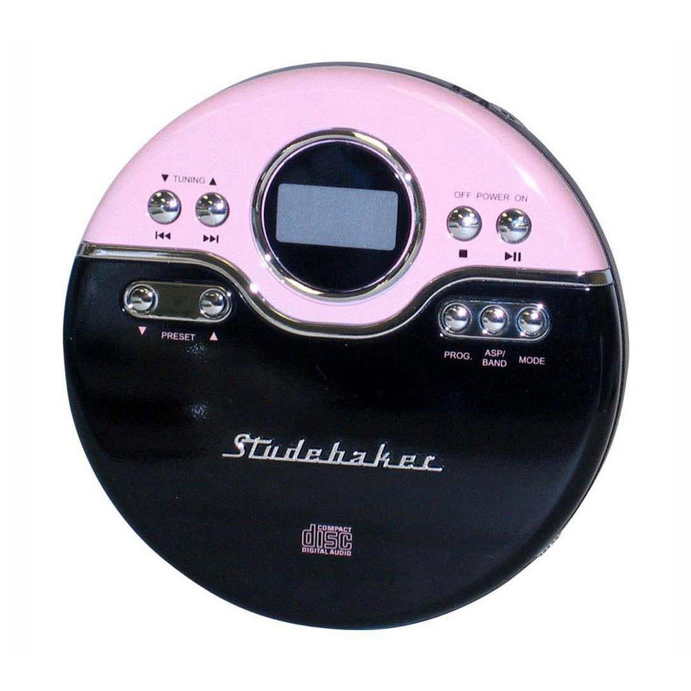 Studebaker Joggable Personal CD Player with PLL Radio in Pink/Black