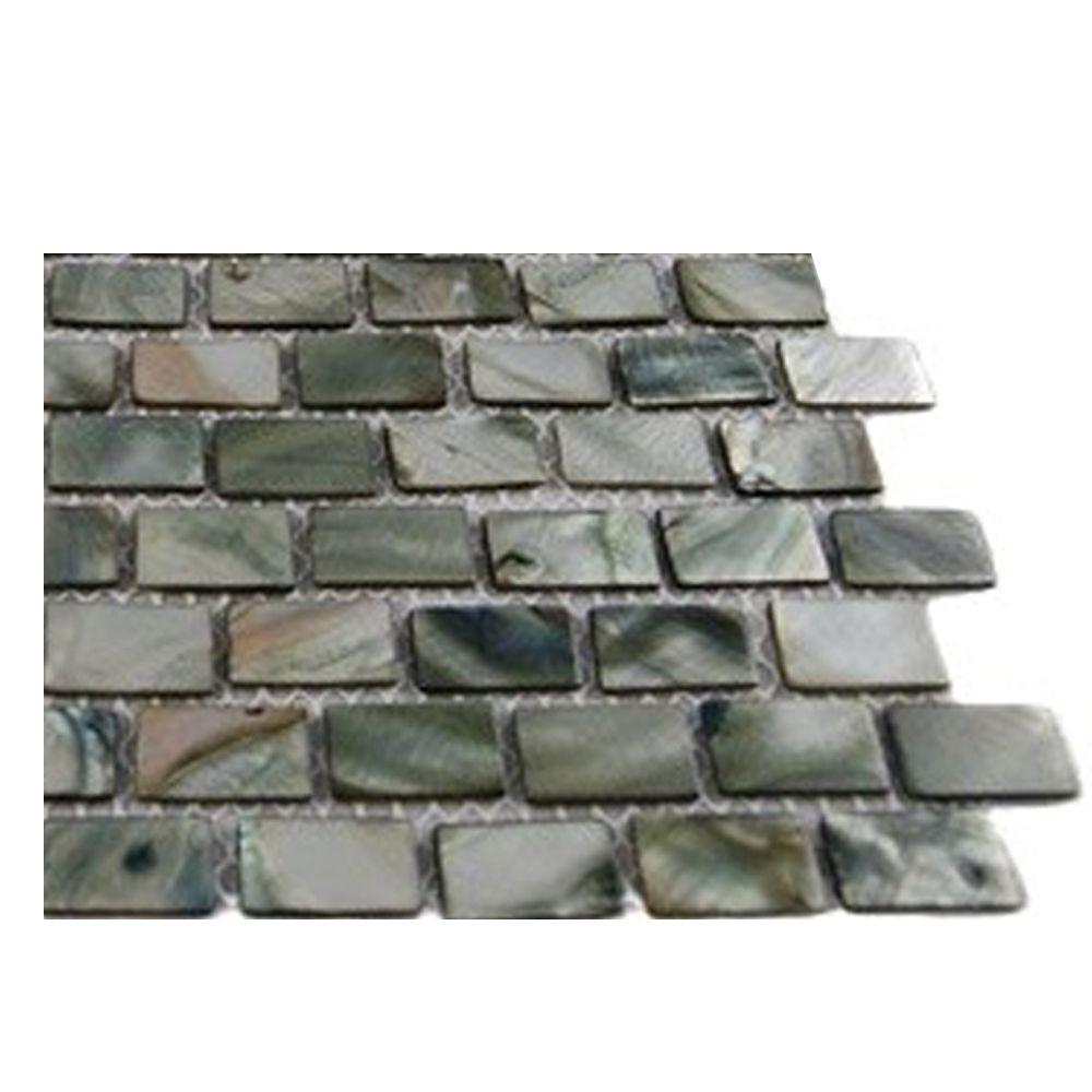 Splashback Tile Pitzy Brick Donegal Gray Pearl Glass Tile Mini Brick
