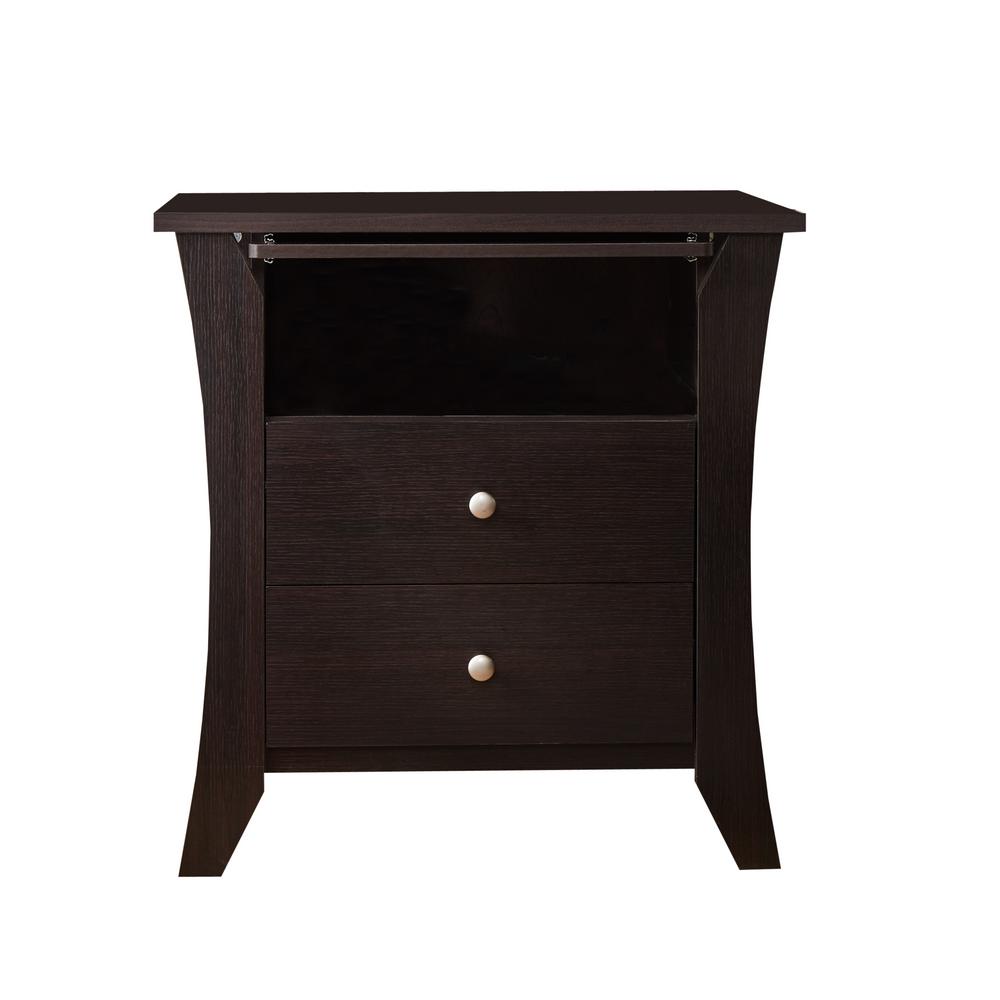 Furniture Of America Kim 2 Drawer Espresso Nightstand Ynj 1420 5 The Home Depot