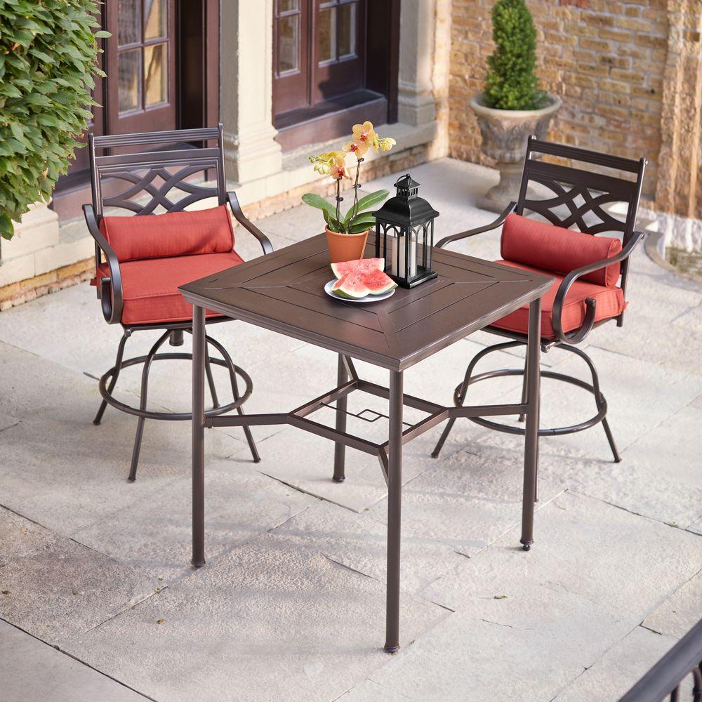 Hampton Bay Middletown 3Piece Motion High Patio Dining Set with Chili