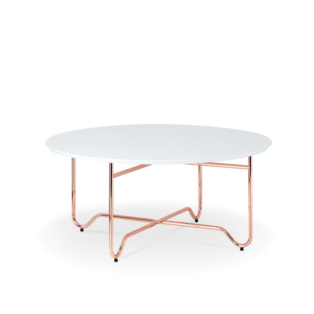 Acme Furniture Canty Coffee Table In White And Rose Gold 81860 The Acme Furniture Canty Coffee Table In White And Rose Gold
