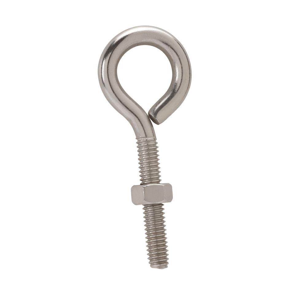 1 4 In X 2 Zinc Plated Steel Eye Bolts With Nuts Pack Sku 626223