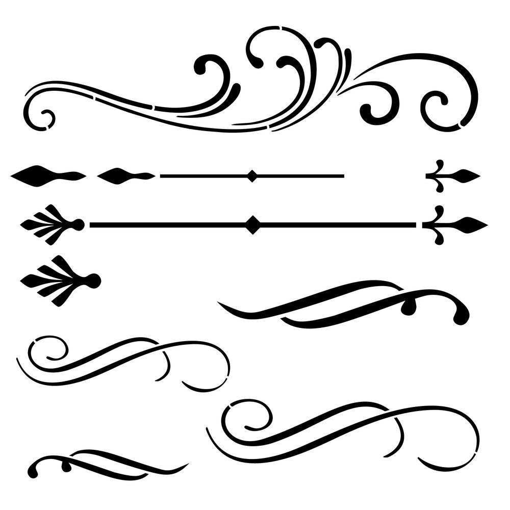 Designer Stencils Scrolls And Flourishes Stencil Details Fs051 The Home Depot