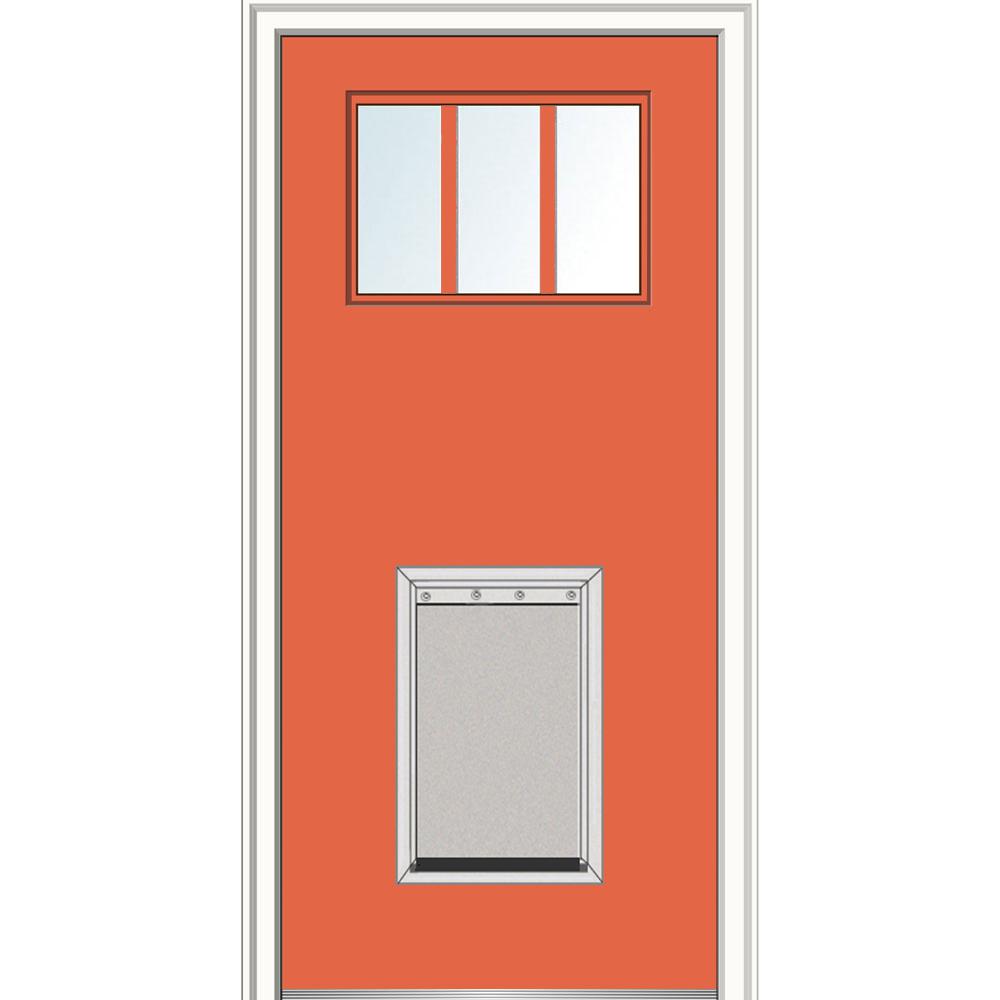MMI Door 36 in. x 80 in. Classic RightHand 3Lite Clear Painted