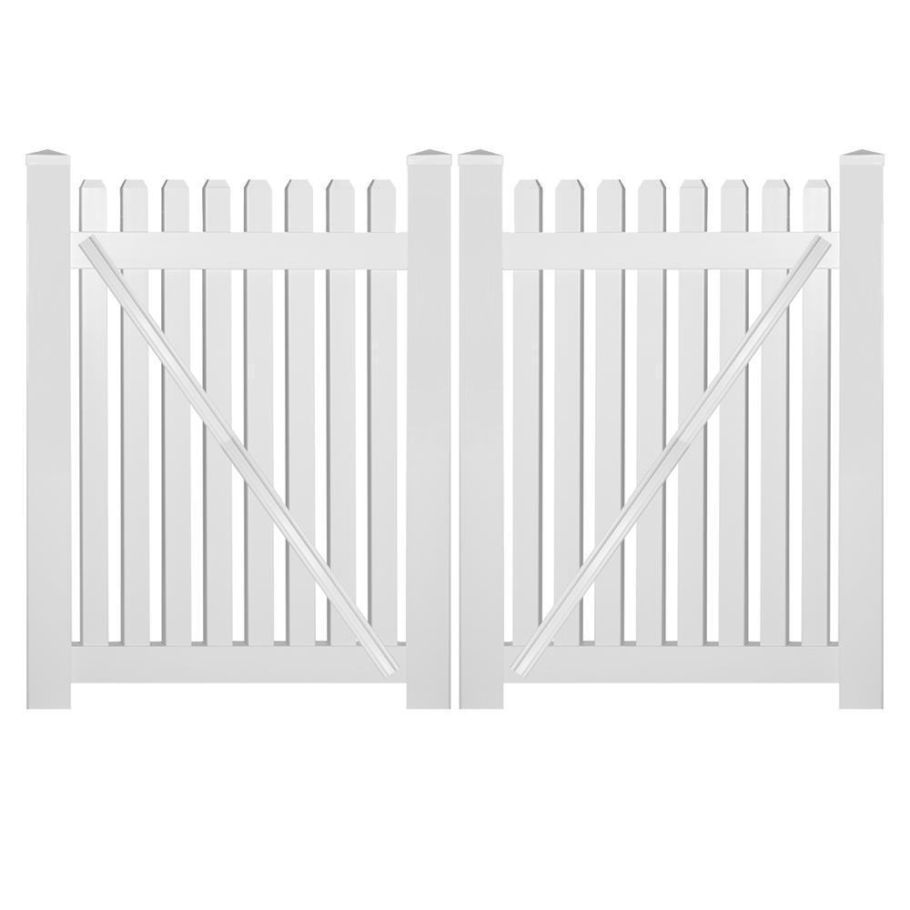 Weatherables Williamsport 10 Ft W X 4 Ft H White Vinyl Pool Fence Double Gate Kit Includes Gate Hardware Dwpo 1 5nr 4x60 The Home Depot