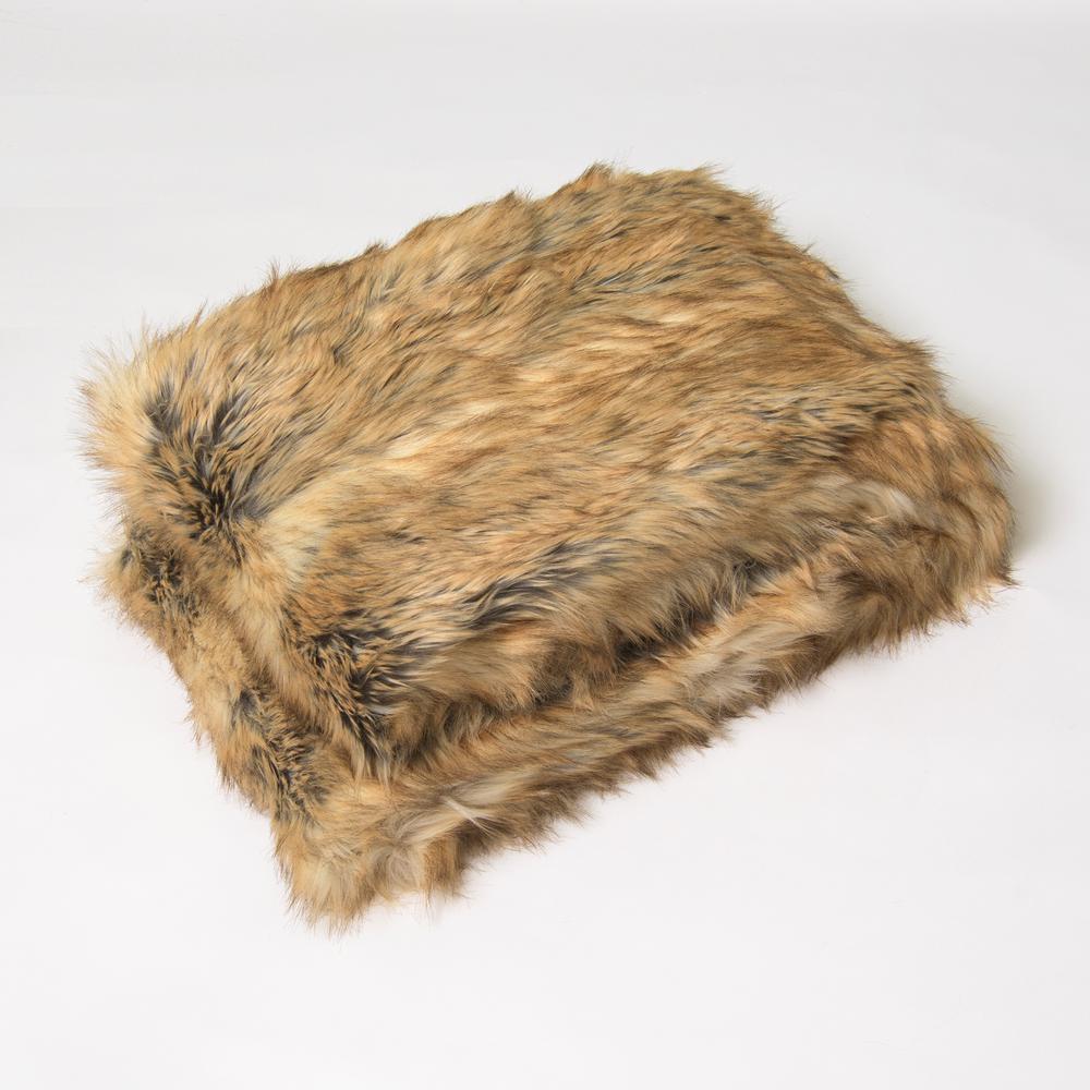 Best Home Fashion Amber Fox Faux Fur Throw 58 In X 60
