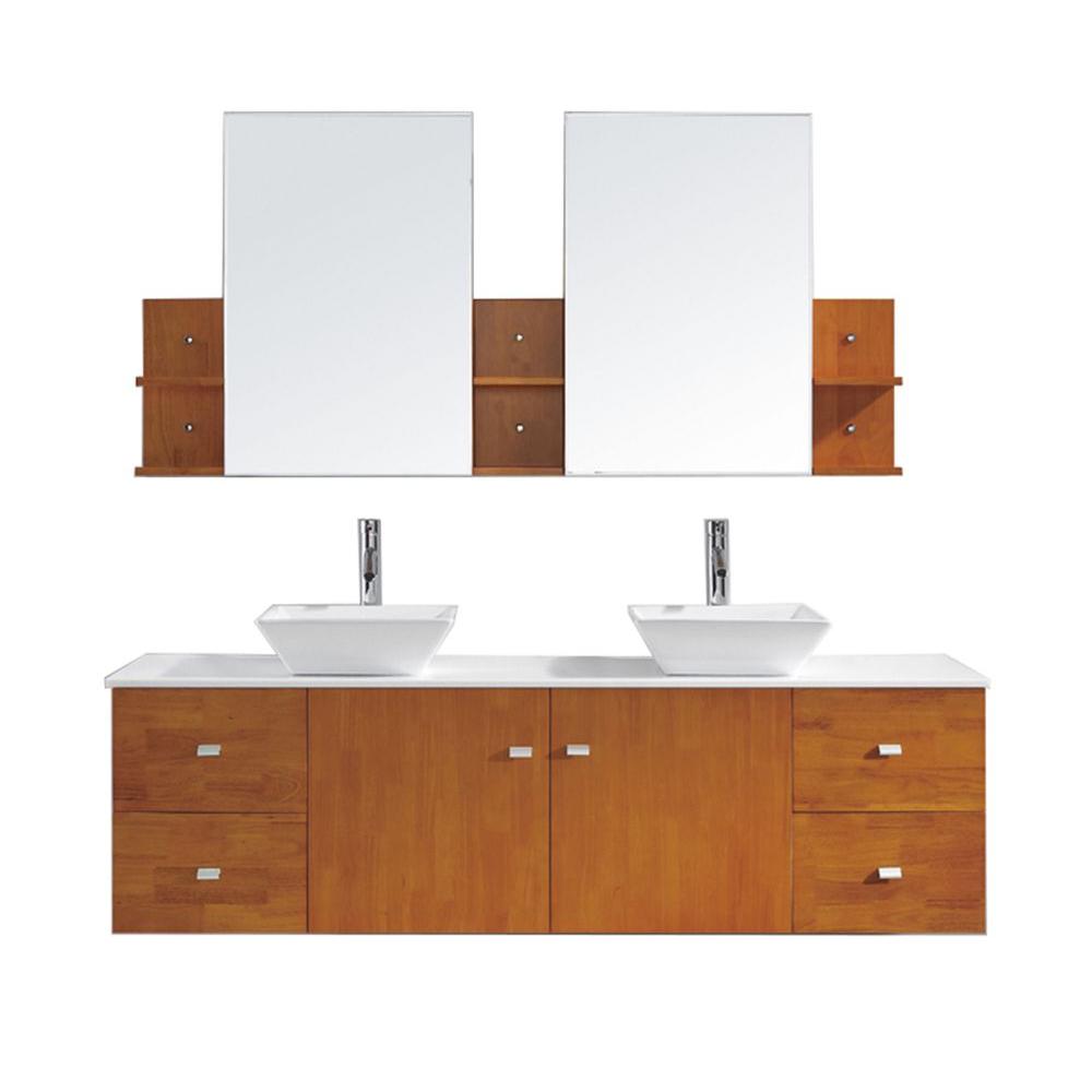 Virtu USA Clarissa 72 in. W x 22 in. D Vanity in Honey Oak with Stone
