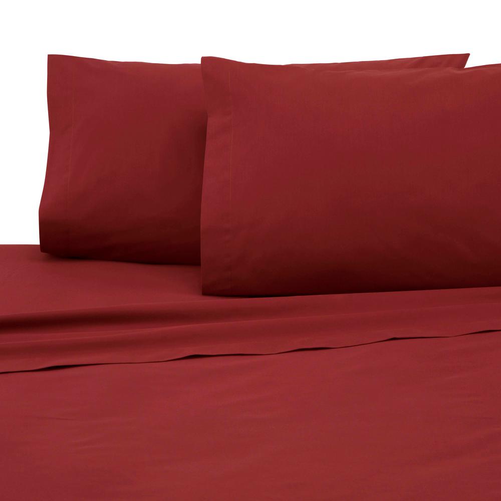 Lintex Chambray 3Piece Red Cotton/Polyester Twin Sheet Set 435638