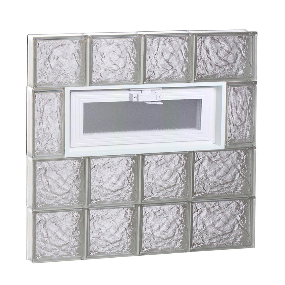 Clearly Secure 25 in. x 25 in. x 3.125 in. Frameless Vented Ice Pattern Glass Block Window