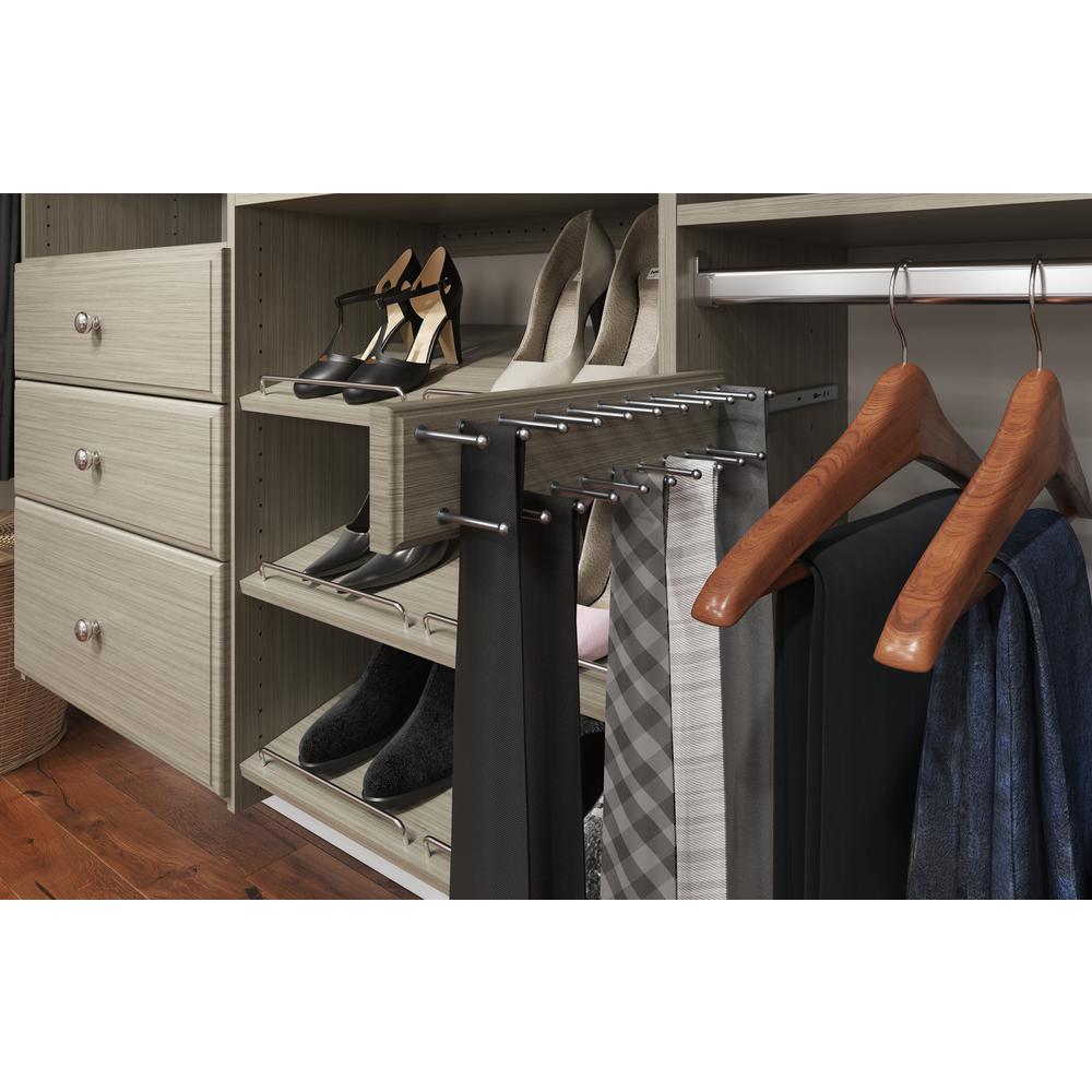 Closet Evolution 20 Hook Sliding Tie Rack Rustic Grey Gr13 The