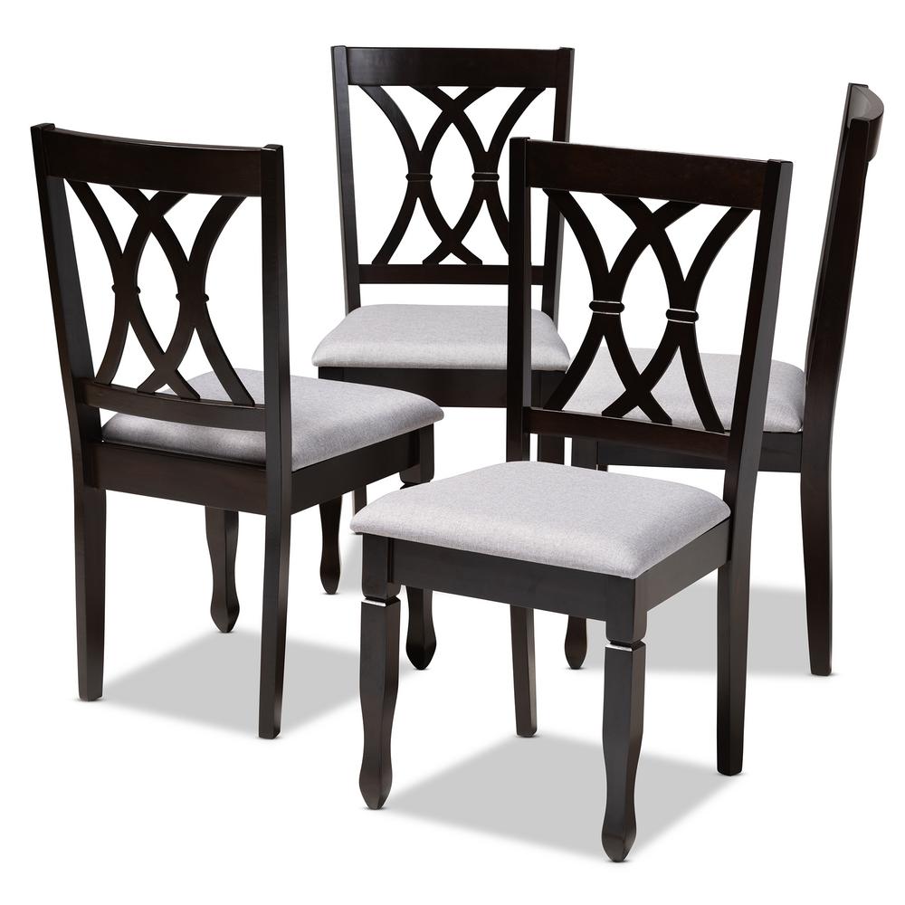 Baxton Studio Reneau Gray and Espresso Fabric Dining Chair (Set of 4