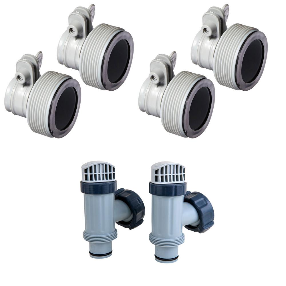 Intex Replacement Collar Hose Adapter B (4-Pack) And Plunger Valves ...