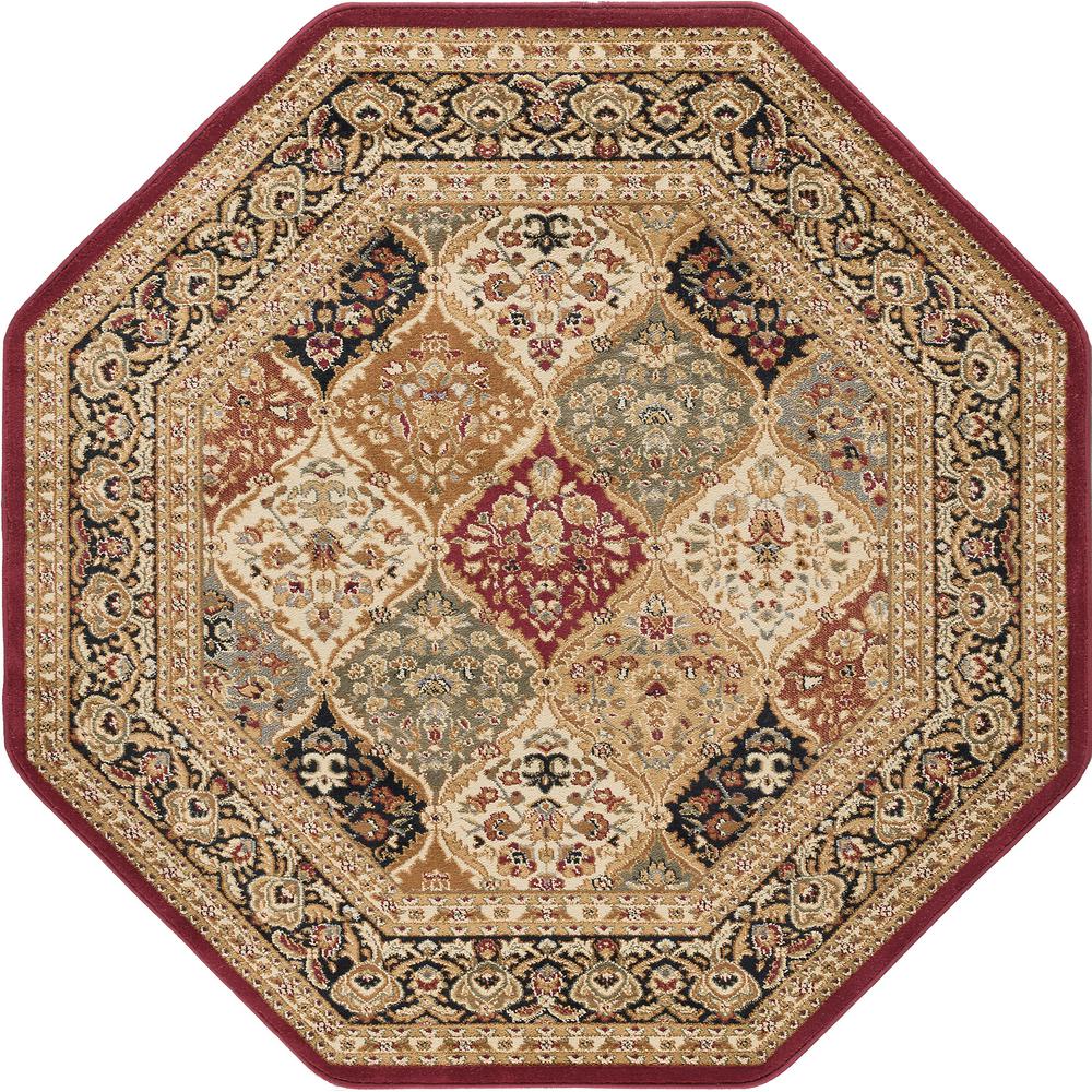 Tayse Rugs Sensation Red 5 ft. 3 in. Octagon Traditional Area Rug4770 Red 6\u002639; Octagon  The Home 