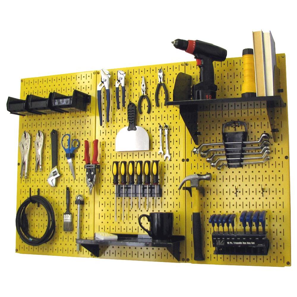 Wall Control 32 in. x 48 in. Metal Pegboard Standard Tool Storage Kit ...