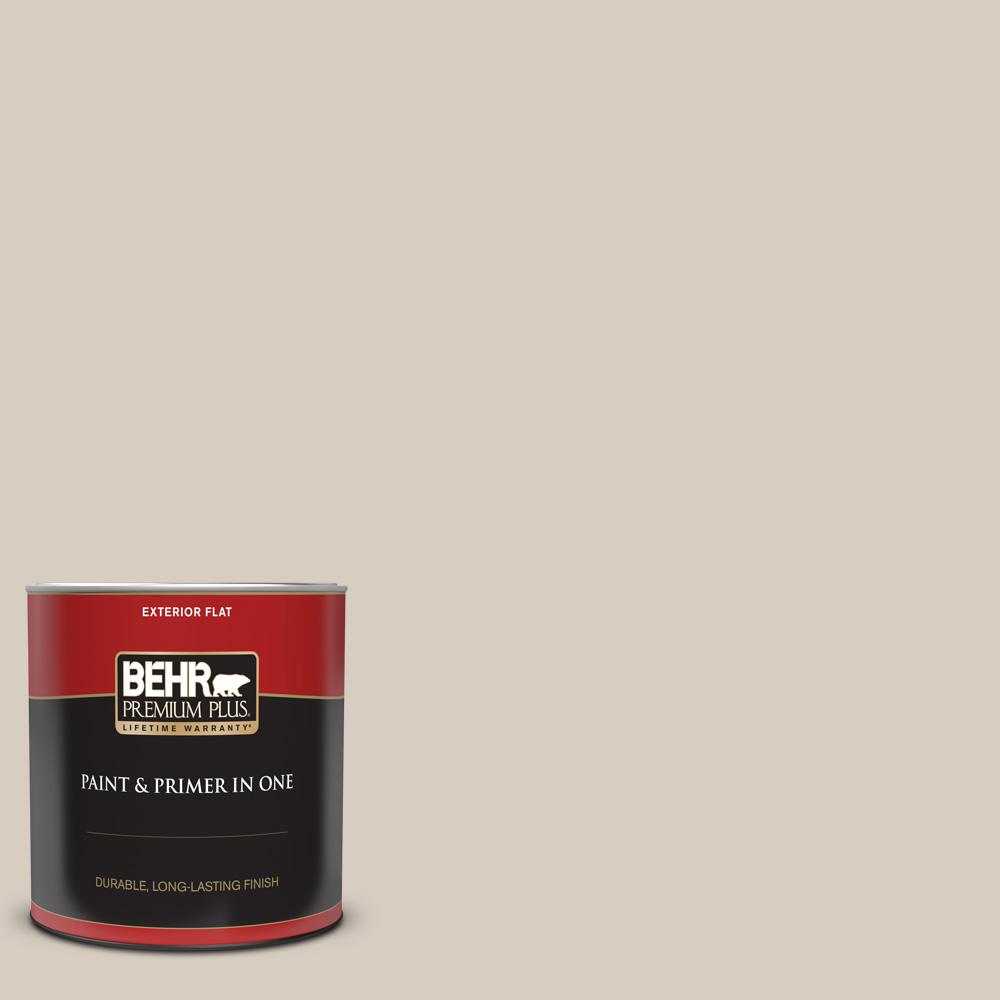 BEHR PREMIUM PLUS 1 qt. PPU709 Aged Beige Flat Exterior Paint and