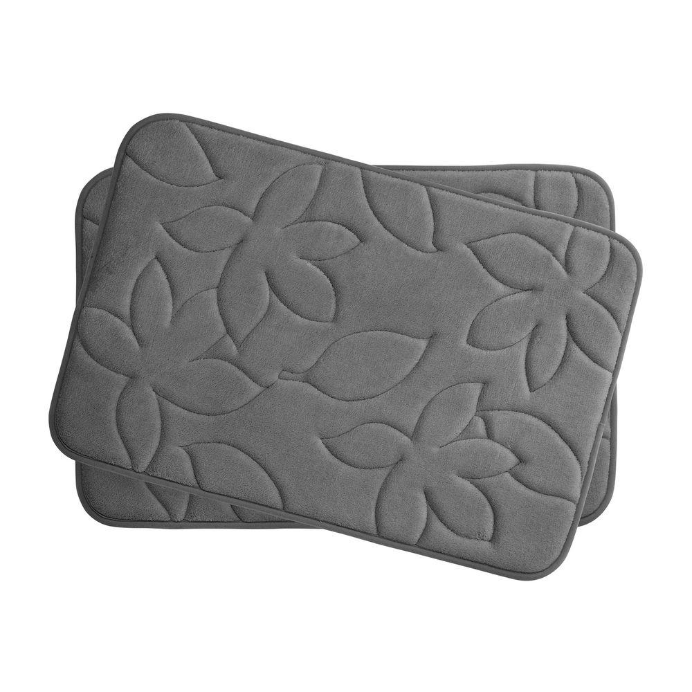 Palace Dark Gray 20 in. x 34 in. Memory Foam Bath Mat Set (2Piece)YMB004371