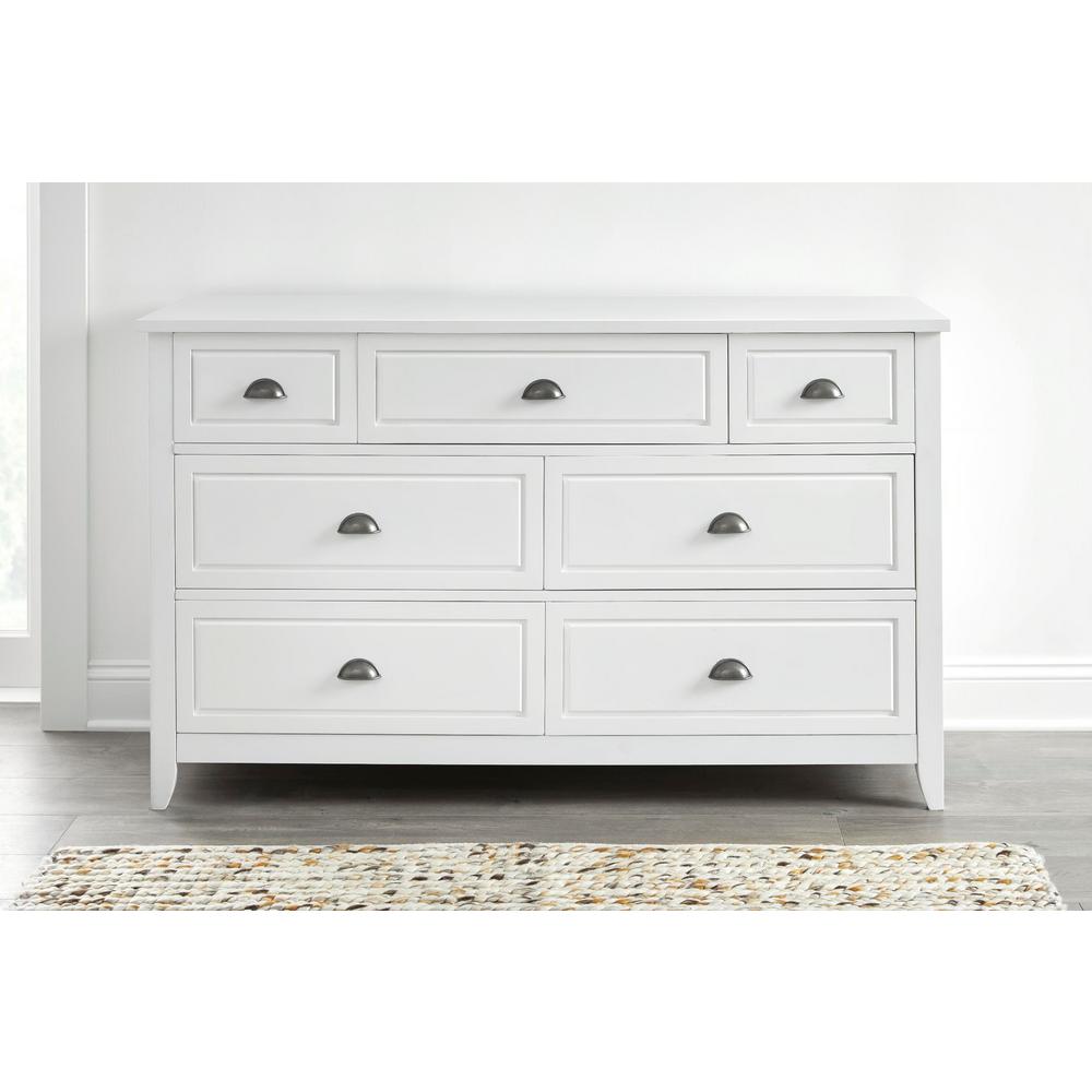 Stylewell Cordale White Wood 7 Drawer Dresser With Cup Pull