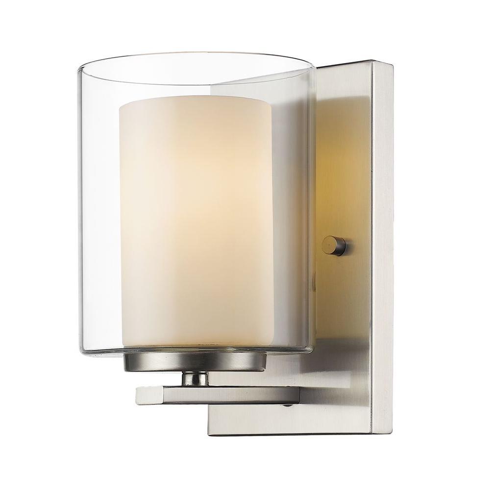 World Imports Bayonne Collection 1-Light Brushed Nickel Sconce with ...