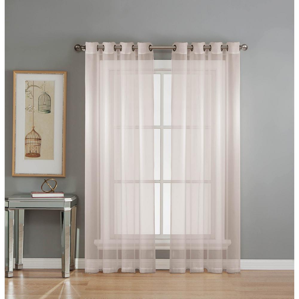 Window Elements Sheer Diamond Sheer Voile White Grommet Extra Wide