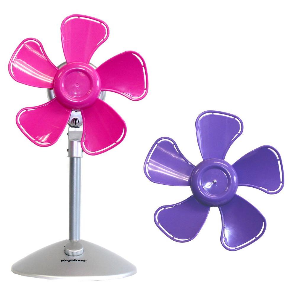 Keystone 10 In Flower Personal Fan With Interchangeable Blades Flower Personal Fan With Interchangeable Blades In Pink And Purple