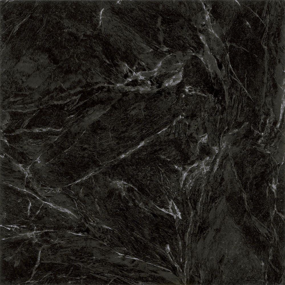 Trafficmaster Black Marble 12 In X, Black Vinyl Floor Tiles