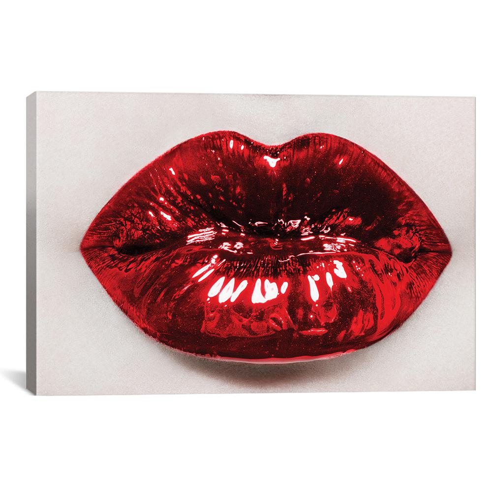 Julie G In Glossy Red By Herve Dunoyer Canvas Wall Art
