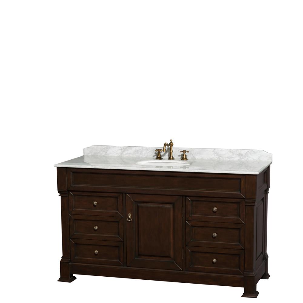 Wyndham Collection Andover 60 In W X 23 In D Bath Vanity In Dark Cherry With Marble Vanity Top In White With White Basins Wcvtrad60ddccmunomxx The Home Depot
