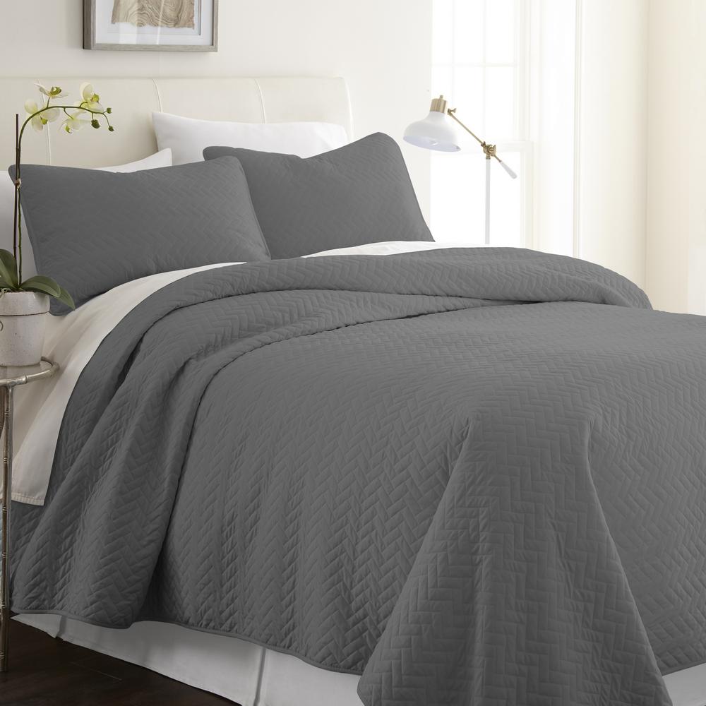 Becky Cameron Herring Gray King Performance Quilted Coverlet Set