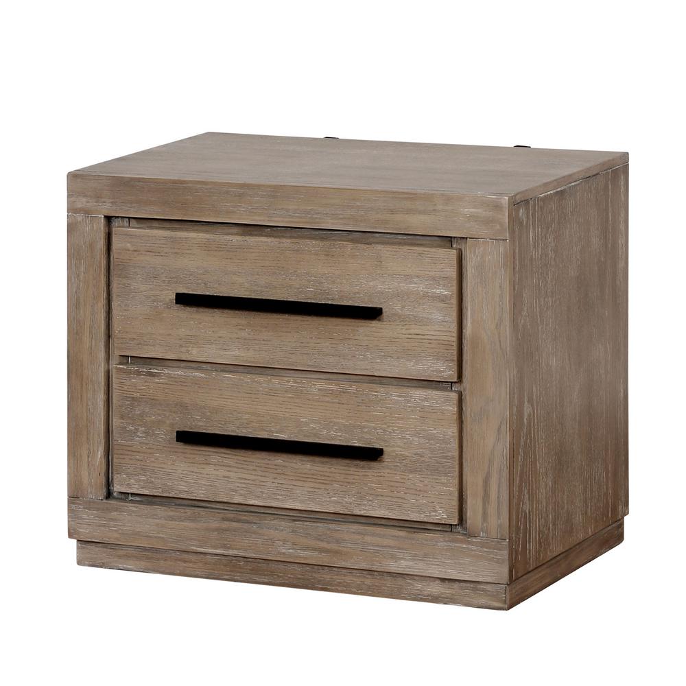 furniture of america nicco 2-drawer black nightstand idf-7150bk-n