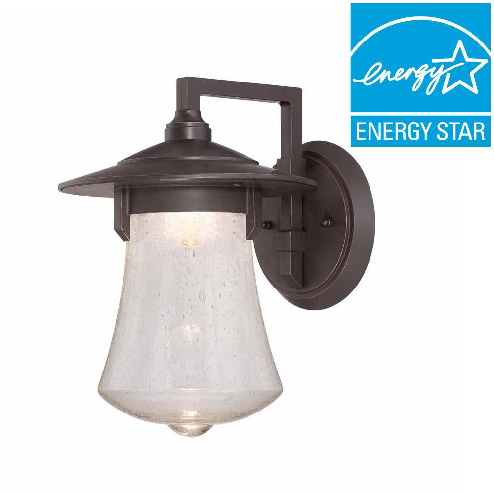 World Imports 8 in. Aged Bronze Patina Outdoor LED Wall Sconce with