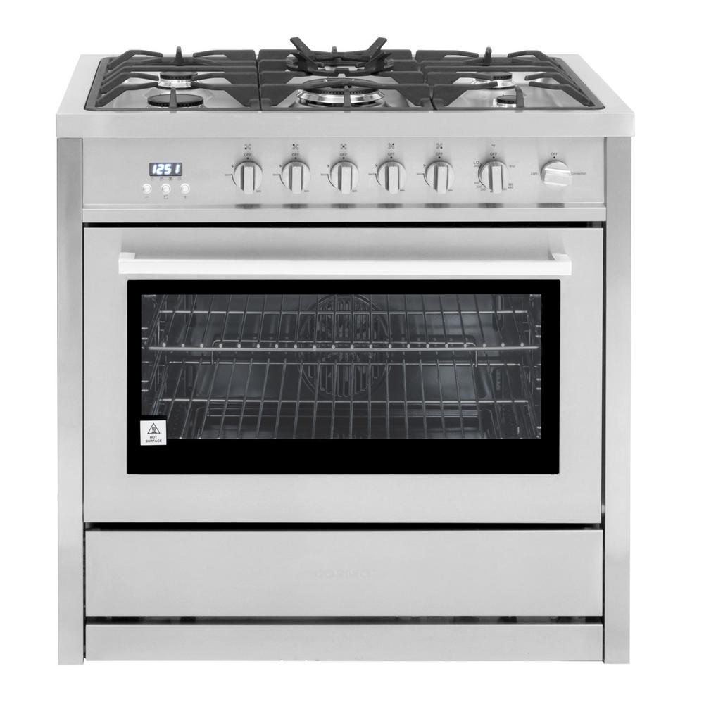 Cosmo 36 in. 3.8 cu. ft. Single Oven Gas Range with 5 Burner Cooktop
