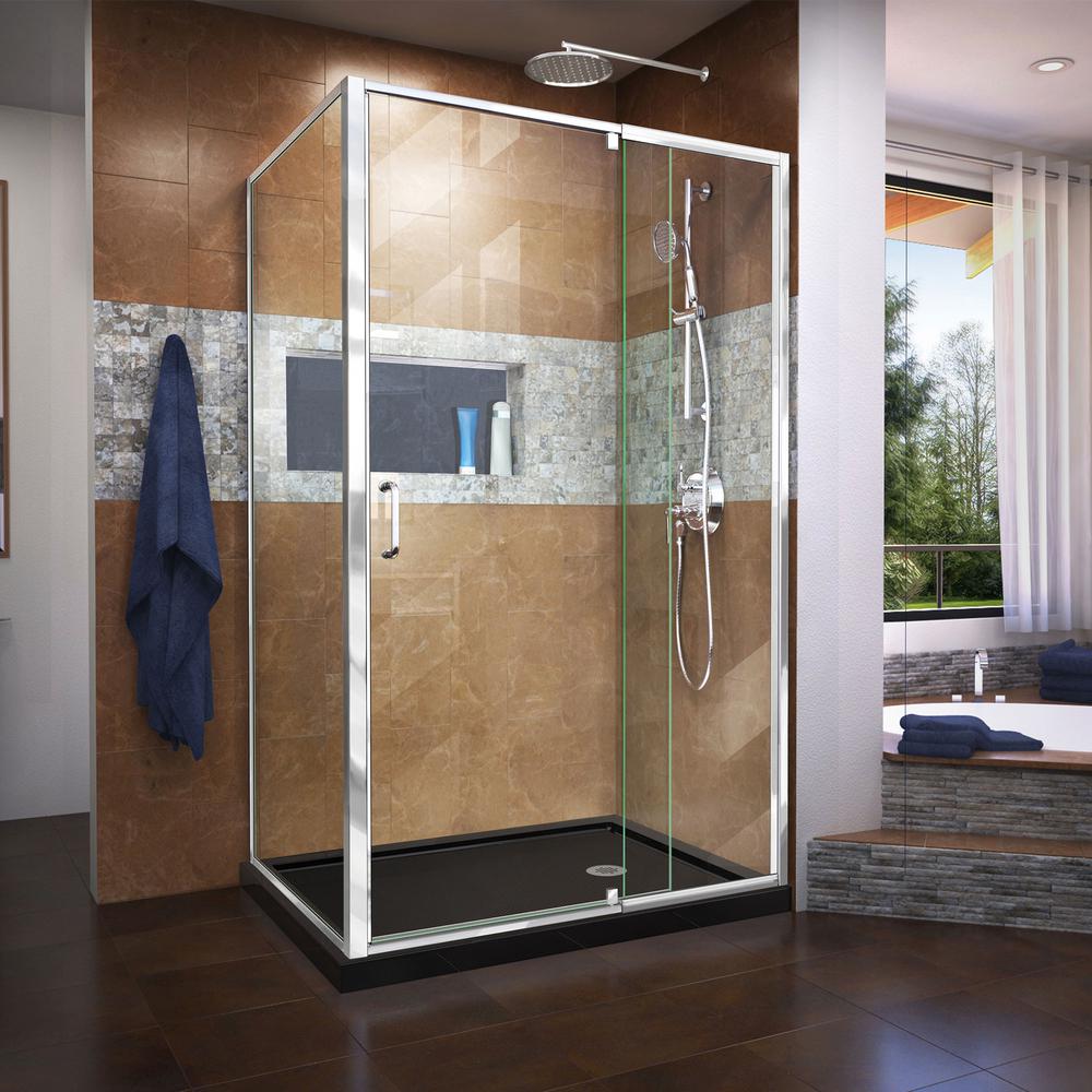 Dreamline Flex 42 48 In X 72 In Semi Frameless Pivot Shower Enclosure In Chrome Shdr 2234460 7298