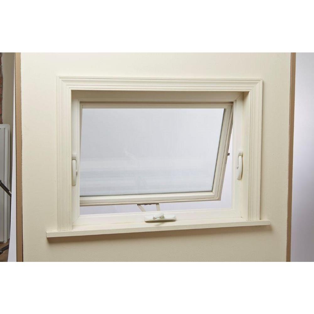 x 14 in Awning Vinyl Window 32 in Top Hinge Venting Standard Glass White