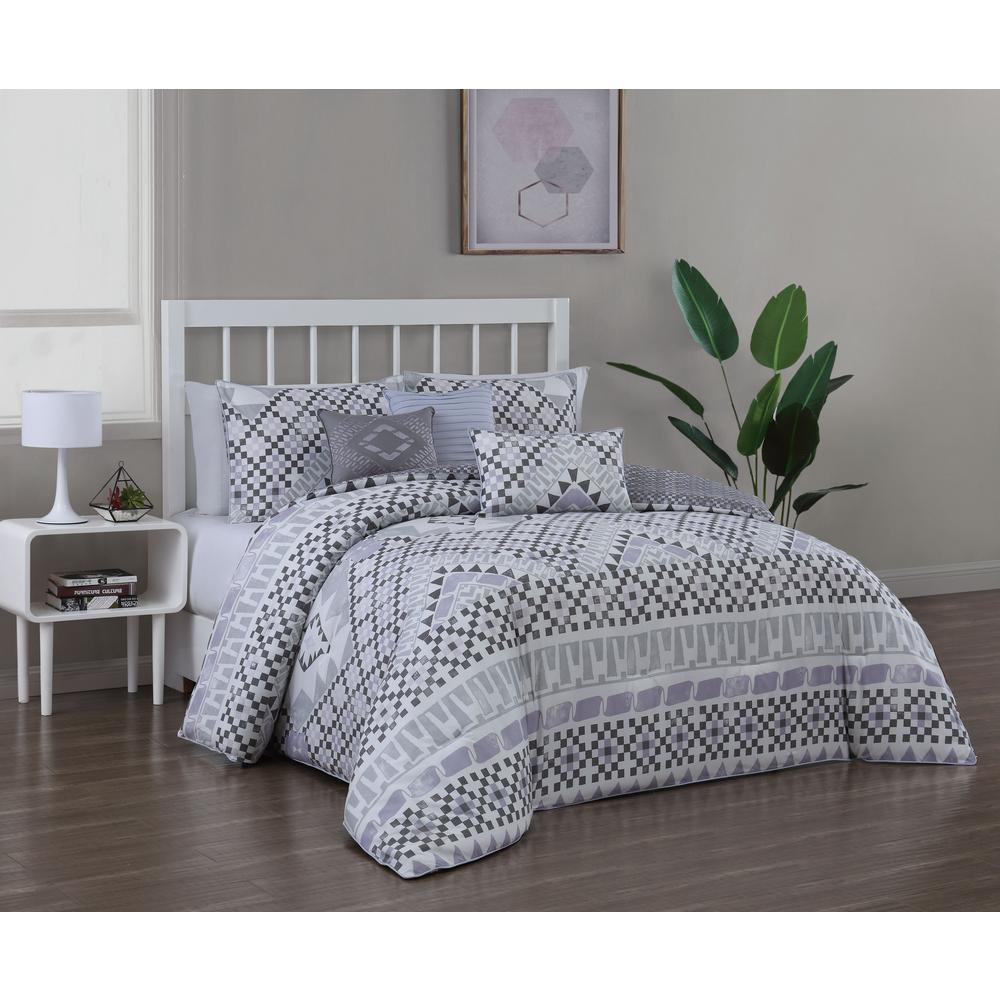 Meridia 5 Piece Lilac Grey Twin Comforter Set Mer5cstwinghnl The