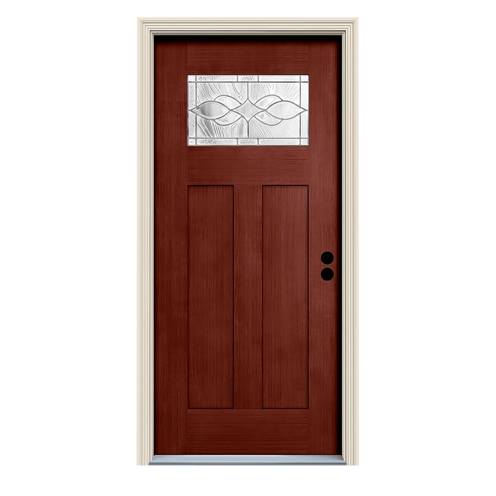 Jeld Wen 36 In X 80 In Black Cherry Left Hand 1 Lite Craftsman