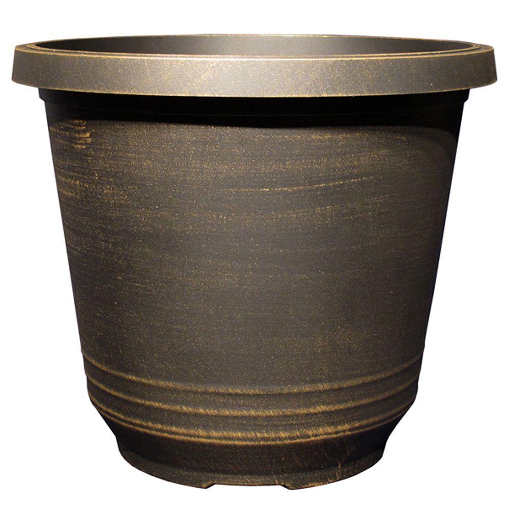 14 in. Torino Round Black Bronze Plastic Planter-TP333E-BB - The Home Depot