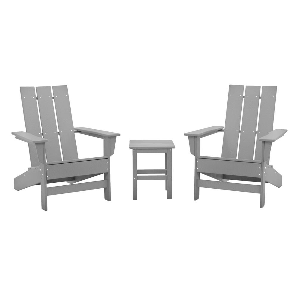 Durogreen Aria Light Gray Recycled Plastic Modern Adirondack Chair