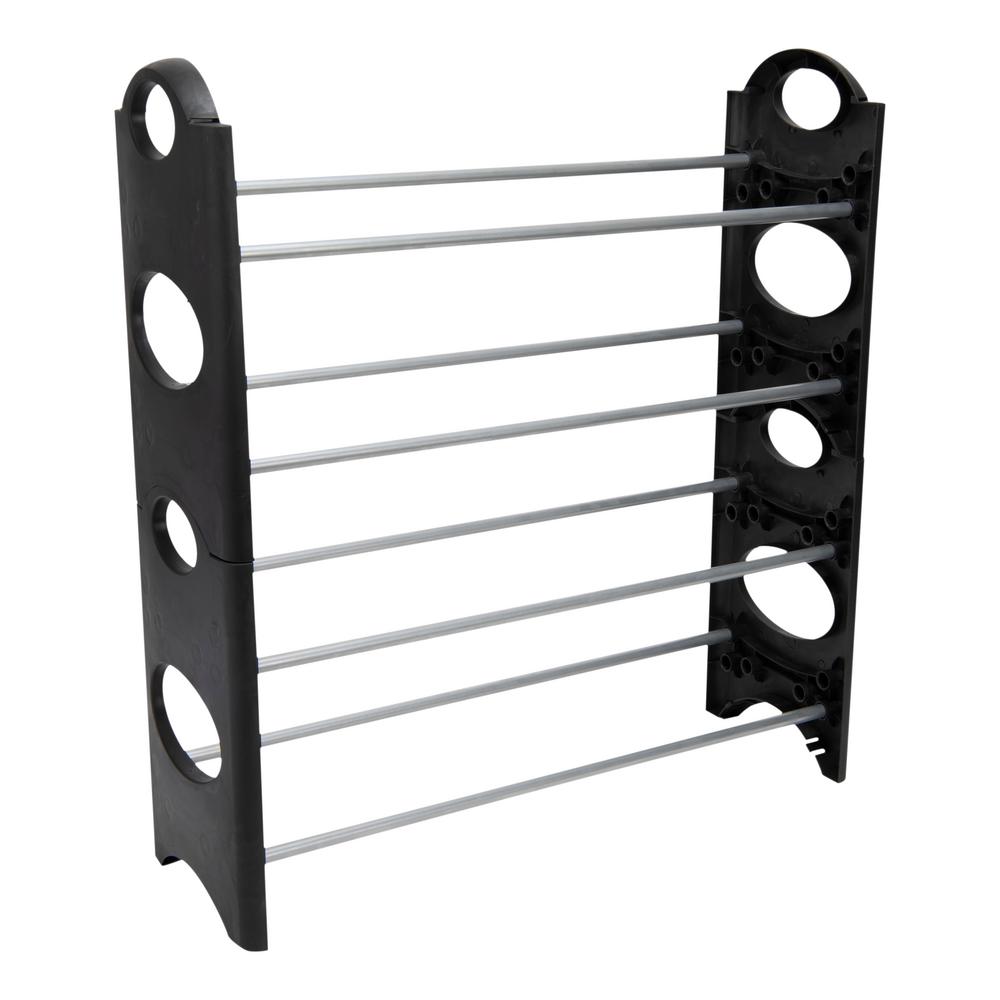 Simplify 25 In X 8 In 12 Pair Steel Tube Plastic Stackable Shoe Caddy Rack 4309 The Home Depot