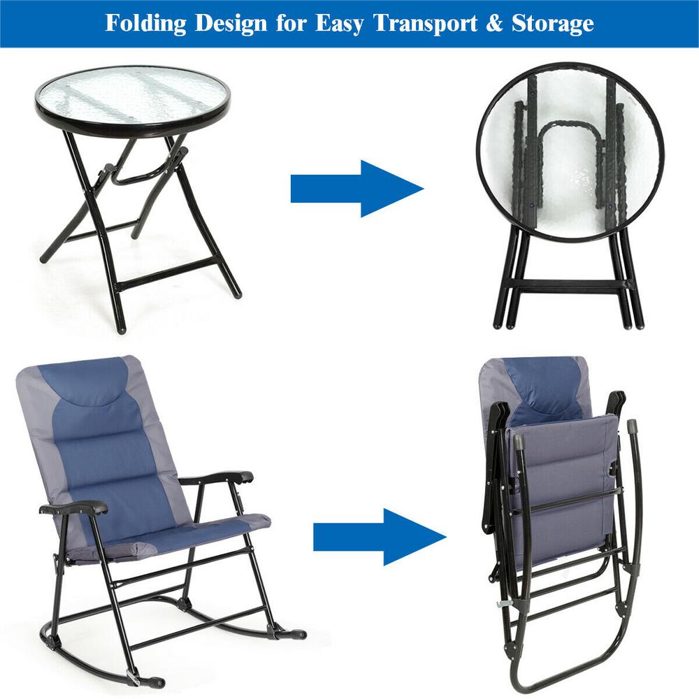Costway Folding 3 Piece Steel Outdoor Bistro Rocking Chair Set With Blue And Grey Cushions Op3638bl The Home Depot - Outdoor Folding Rocking Chair Set Costway Folding 3 Piece Steel Outdoor Bistro Rocking Chair Set With Blue And Grey Cushions Op3638bl The Home Depot - Outdoor Folding Rocking Chair Set