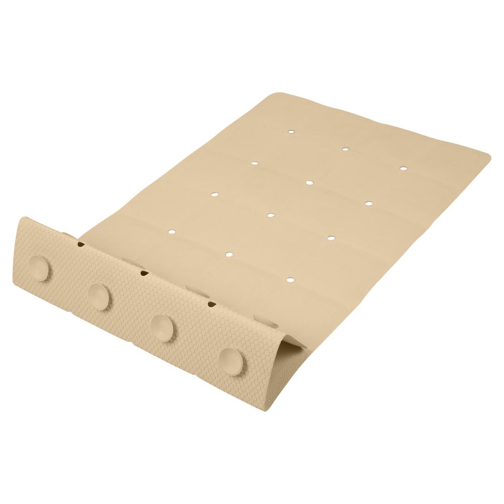 Bath Bliss Beige Anti Slip Folding Tile Rubber Bath Mat 27166